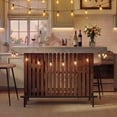 thumbnail image 2 of U_Style-CA 3-in-1 Dining Table, Counter Height Table & Bar Table with Wine Storage,Modern Top Kitchen Island Table with Footrest and 2-Tier Wine Rack, Suitable for Dining Room, Kitchen & Home Bar, 2 of 9
