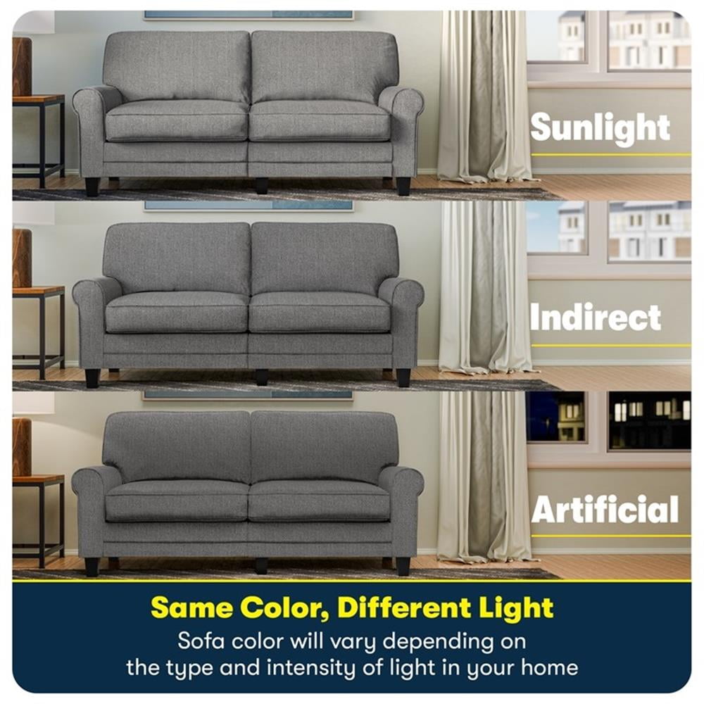 Bowery Hill 61" Rolled Arm Loveseat Sofa with Removable Covers Dark Gray