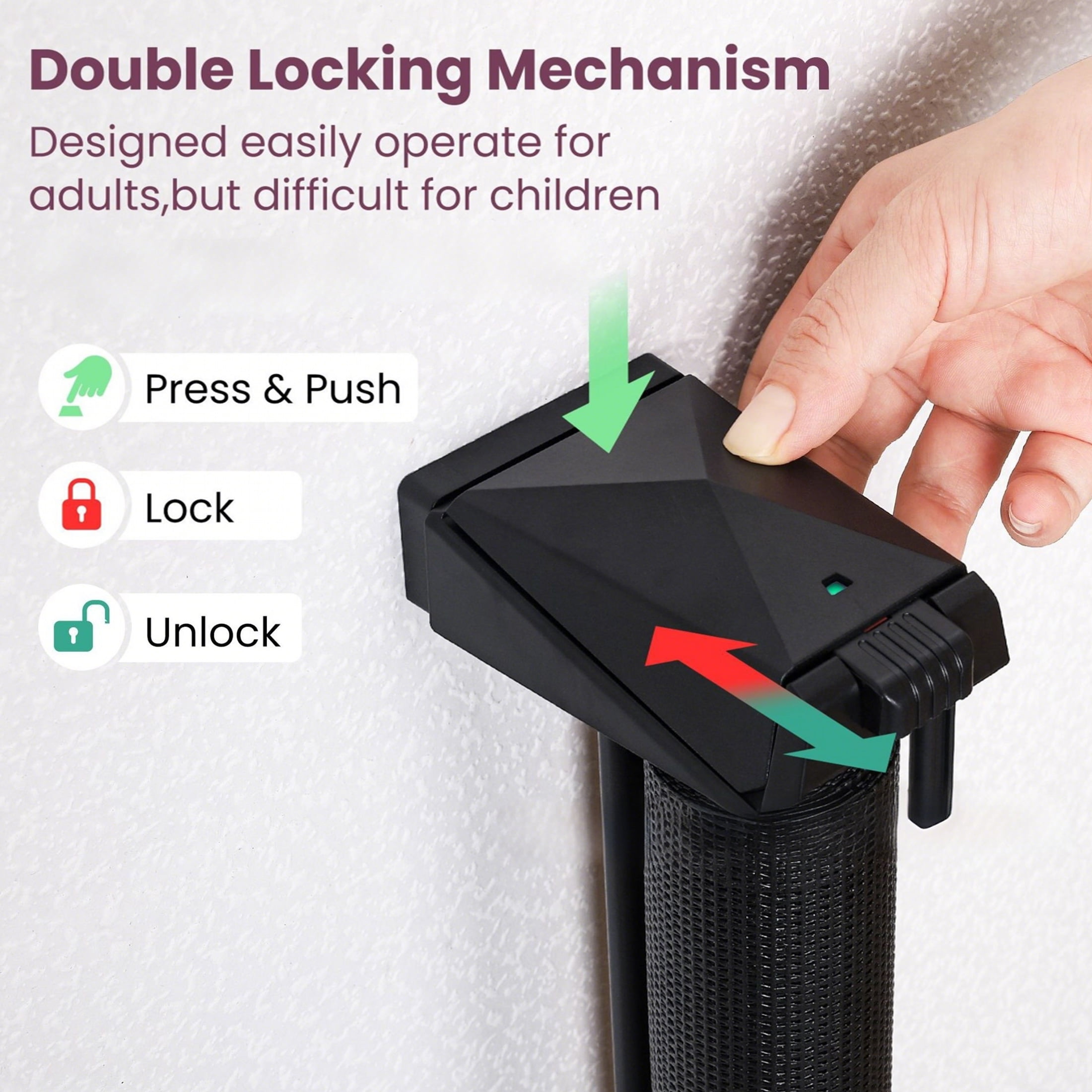 HioHa Hardware-Mounted Baby Gate, Retractable Safety Gate with Auto-Lock Mesh Barrier for Stairs & Doorways, Child Proof, Black