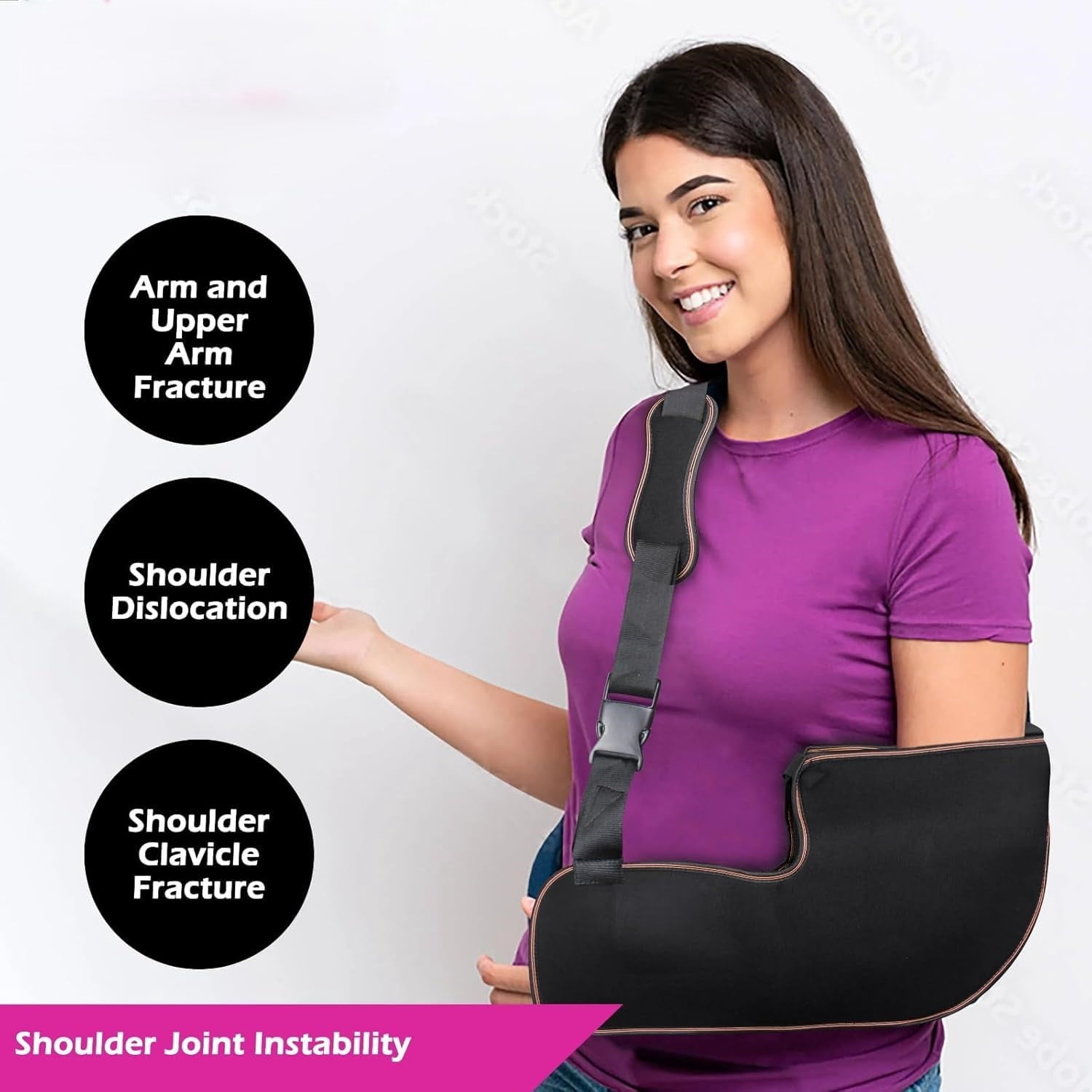 Arm Sling Shoulder Injury Immobilizer | Foam & Polyster Fabric Arm Sling Pouch | Wrist Elbow Support Brace | Left or Right Arm Elbow Support (Black_L) 1 Piece