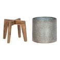 thumbnail image 5 of Kate and Laurel Gavri Farmhouse Galvanized Metal and Wood Tabletop Planter Set, 2 Piece, Decorative Metal Planter Centerpiece for Table, 5 of 8