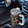 thumbnail image 6 of Floral 40oz Tumbler– Stainless Steel Insulated Tumbler with Handle and Straw, Large Capacity Travel Cup for Hot & Cold Drinks,Thanksgiving,Christmas, Spring,Flower, 6 of 6