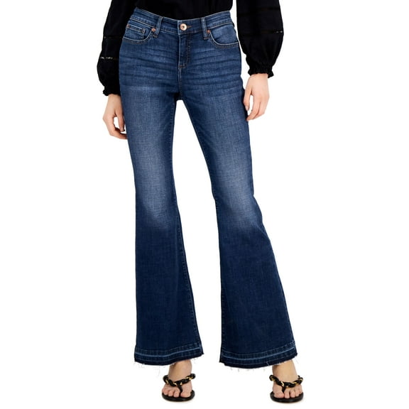 INC International Concepts Womens Mid Rise Flare Jeans Medium Indigo 14