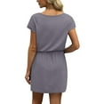 thumbnail image 4 of UoCefik Black Sexy Dresses for Women Loose Casual Short Sleeve Tie Front Tshirt Dresses Cute Tie Waist Plus Size Mini Short Sundress Boho Graduation Summer Beach Dress with Pockets Dark Gray XXL, 4 of 5