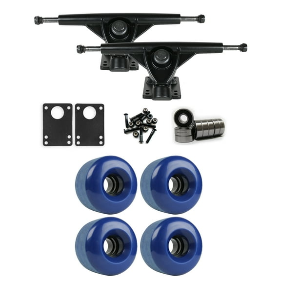 RKP Black Longboard Trucks Wheels Package 70mm x 46mm 83A 293C Blue