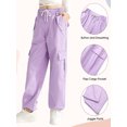 thumbnail image 4 of Usaibhir Girls Cargo Pants Casual Drawstring Jogger Sportswear Parachute Pants 7-14T, 4 of 8