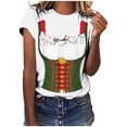 thumbnail image 1 of Pompotops Blouse Décontractée Mode Femme Imprimé Oktoberfest Col Rond T-Shirt Blouse Imprimée Tee Liquidation, 1 of 5