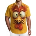 thumbnail image 2 of Mens Graphic Shirts Funny Animal Print Party Tops Short Sleeve Button Down Loose Casual Shirts Yellow-Serious Chicken S, 2 of 4