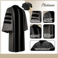 thumbnail image 3 of CLERKMANS Deluxe Doctoral Graduation Gown with Tam, Unisex, Gown & 6 Sided Tam, 3 of 7