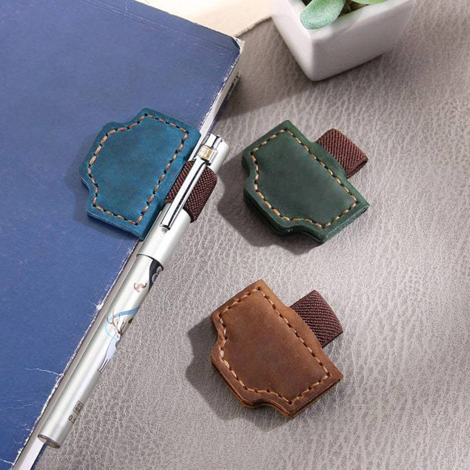 ZOURIH Bygone Mark Bookmark with Pen Holder, Personalized Leather Magnetic Bookmark,Magnetic Bookmarks for Reading Women Book LoversTravelers Notebook Journal Covers,Brown