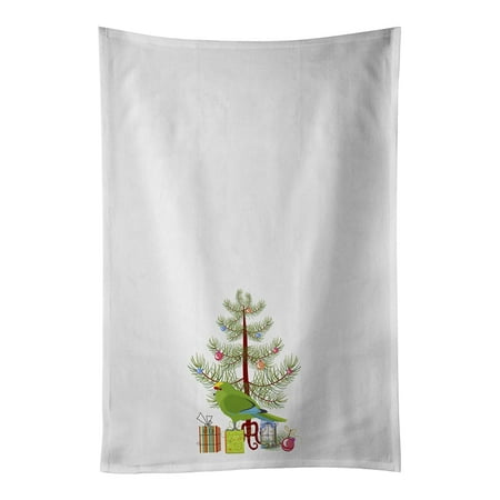 

New Zealand Parakeet Merry Christmas White Kitchen Towel Set of 2 19 in x 28 in