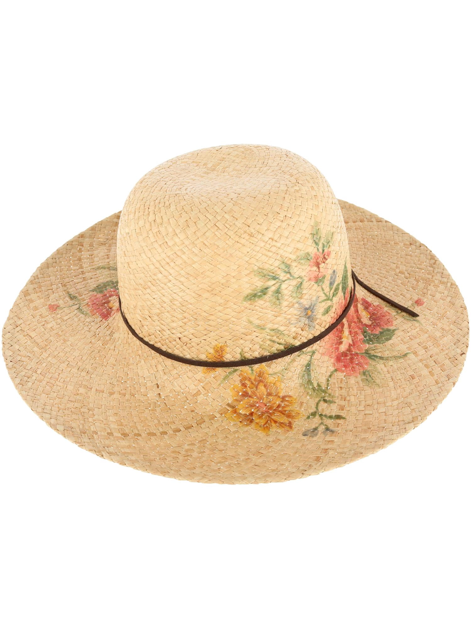 Flower Print Sun Hat with Wide Brim 