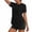 Black, variant on Women's Crew Neck Short Sleeve Athletic T Shirt Vibrant Fuchsia Tone Solid Curved Hem Casual Top for Daily Wear Summer Vacation Hot Pink XXL