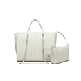 thumbnail image 4 of Like Dreams Women's Vegan Leather Chain Link Straps Fixed Top Handles Loyalist Maxi Tote,White, 4 of 5