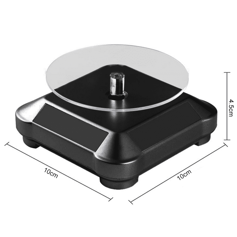 Manunclaims Solar Display Stand Turntable, Turntable 360 Rotating Stand for Better Curing UV Resin Printed Small Items Model, Jewelry Spinner Watch