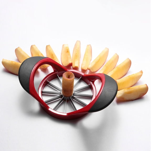 ODGMUUG 12-Wedge Stainless Steel Apple Slicer and Corer, Black red，Heavy-Duty Cutter for Apples, Potatoes, Onions, and More – Integrated Design for Effortless Slicing and Coring