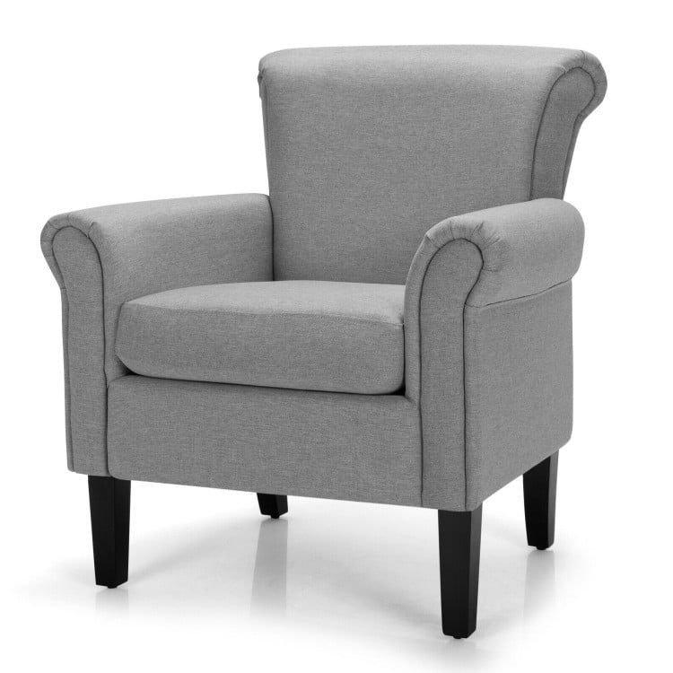 Finihen Accent Armchair, Upholstered Fabric Accent Chair with Adjustable Foot Pads, for Living Room, Bedroom, Light Gray Finihen Accent Armchair, Upholstered Fabric Accent Chair with Adjustable Foot Pads, for Living Room, Bedroom, Light Gray