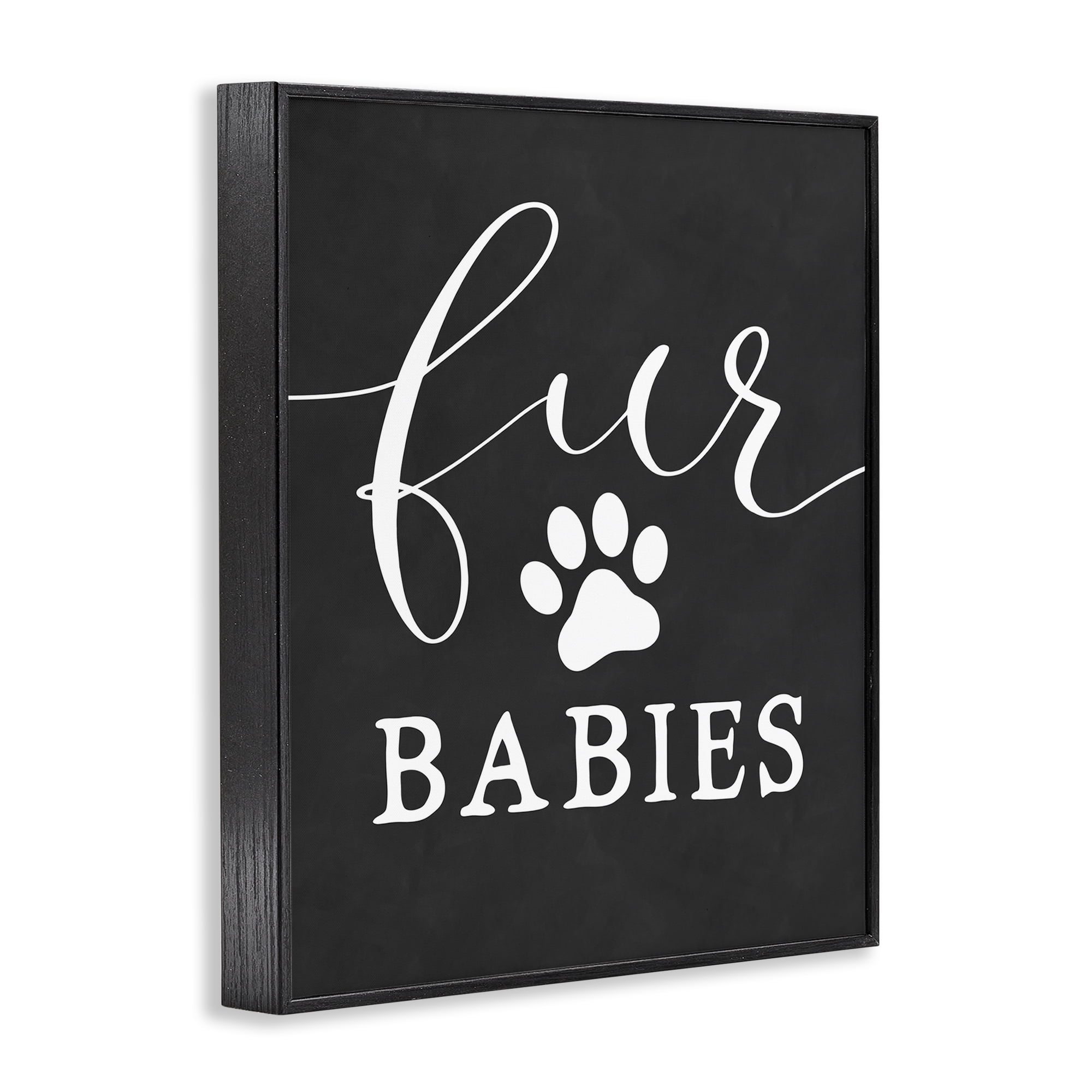 Stupell Industries Fur Babies Pet Phrase Typography Painting Black Framed Art Print Wall Art, 24 x 30