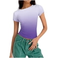 thumbnail image 4 of qucoqpe Womens 2026 Spring Summer Fashion Grandient Crewneck Short Sleeve Tee Casual Slim Fit Blouses Tops, 4 of 4