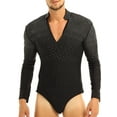 thumbnail image 3 of Linjinx Mens Ballroom Latin Tango Rumba Dance Outfits Long Sleeve Leotard Top Shirs Dancewear with Pants Black L, 3 of 7