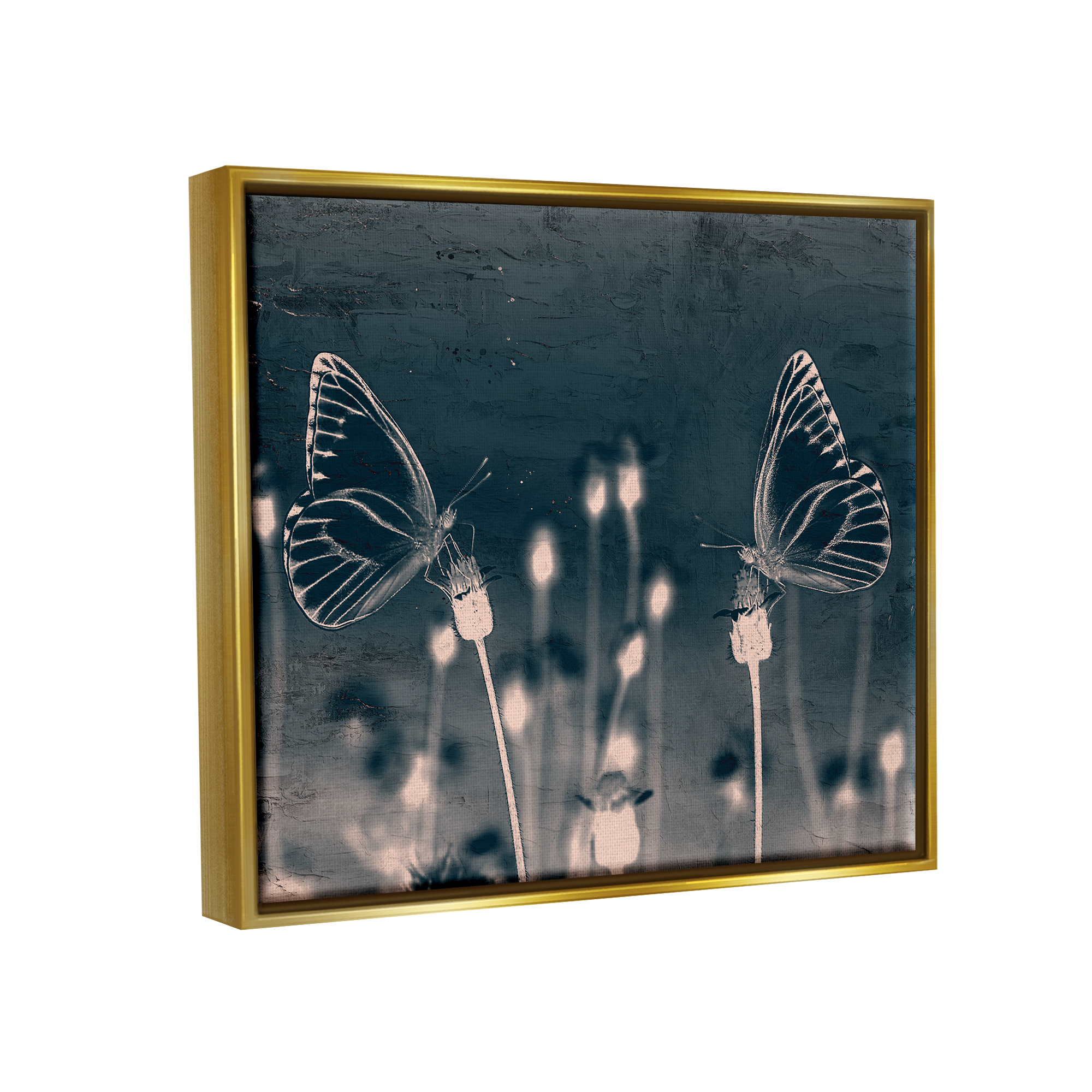 Stupell Industries Abstract Grey Butterflies Meadow Animals & Insects Painting Gold Floater Framed Art Print Wall Art