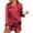 Wine Red, variant on Ekouaer Satin Pajama Set for Women Button Down Pj Set Long Sleeve Top and Shorts 2 Piece Loungewear Summer Soft Sleepwear