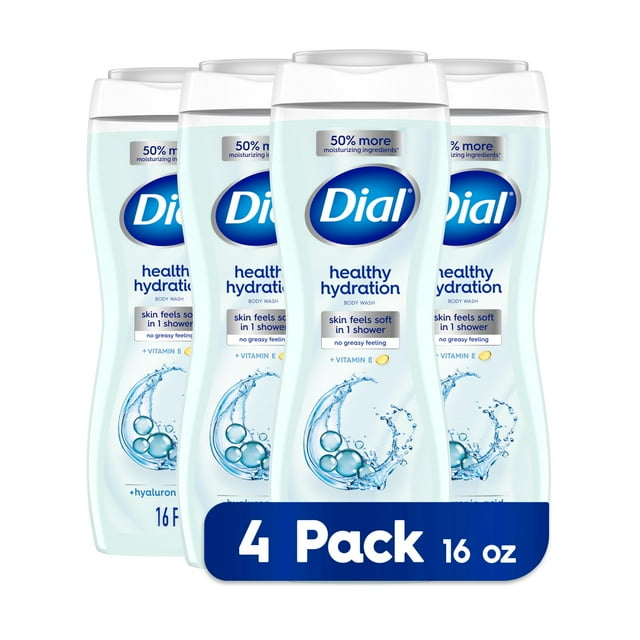 Gel de baño Dial Healthy Hydration con ácido hialurónico 480 ml x 4