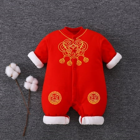 

Cathalem Infant Suit Romper Newborn Infant Baby Unisex Spring Festival Cotton Print Autumn Long Sleeve Musically Shirts for Boys Childrenscostume C 12-18 Months