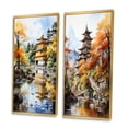 thumbnail image 3 of Designart "Golden Pavilion Japon wall decor I" Japan Art Framed Wall Art Set Of 2 - Yellow People Gallery Wall Frame Set For Home Decor, 3 of 7