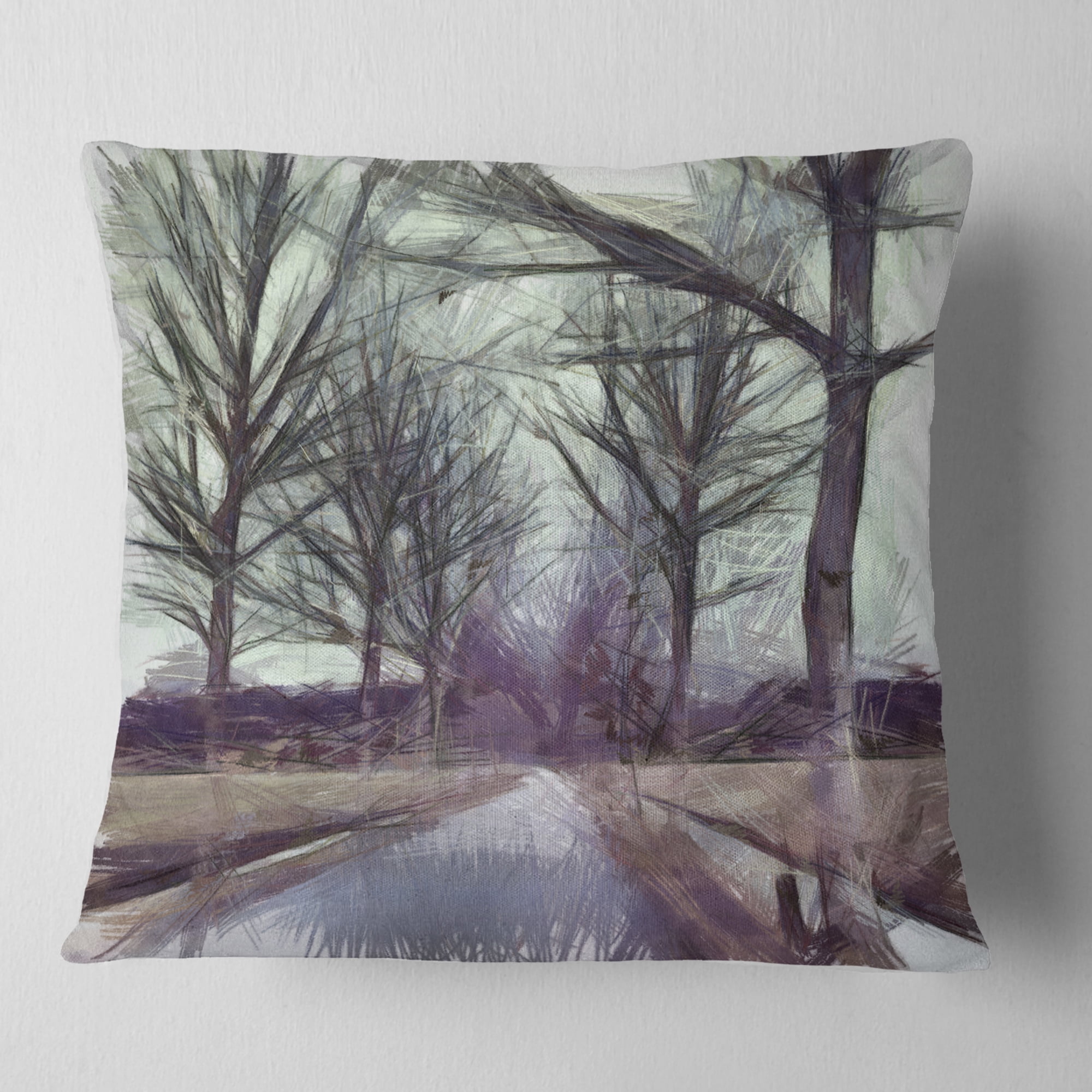 Designart Abstract Nature Watercolor Sketch - Landscape Printed Throw Pillow - 18x18