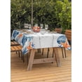 thumbnail image 3 of Outdoor Tablecloth with Umbrella Hole for Patio/Picnic/Party/Camping, Summer Coastal Waterproof Table Cloth Rectangle Table Cover Washable, Sea Ocean Starfish Shells Coral Conch Wood Gray (60"x 102"), 3 of 8