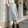 thumbnail image 5 of Lmueinov Plus Size Skirts for Women Casual Elastic High Waist Midi Skirt with Pockets Solid Color Flowy Work Office Fall Winter Skirts S-3XL, 5 of 7