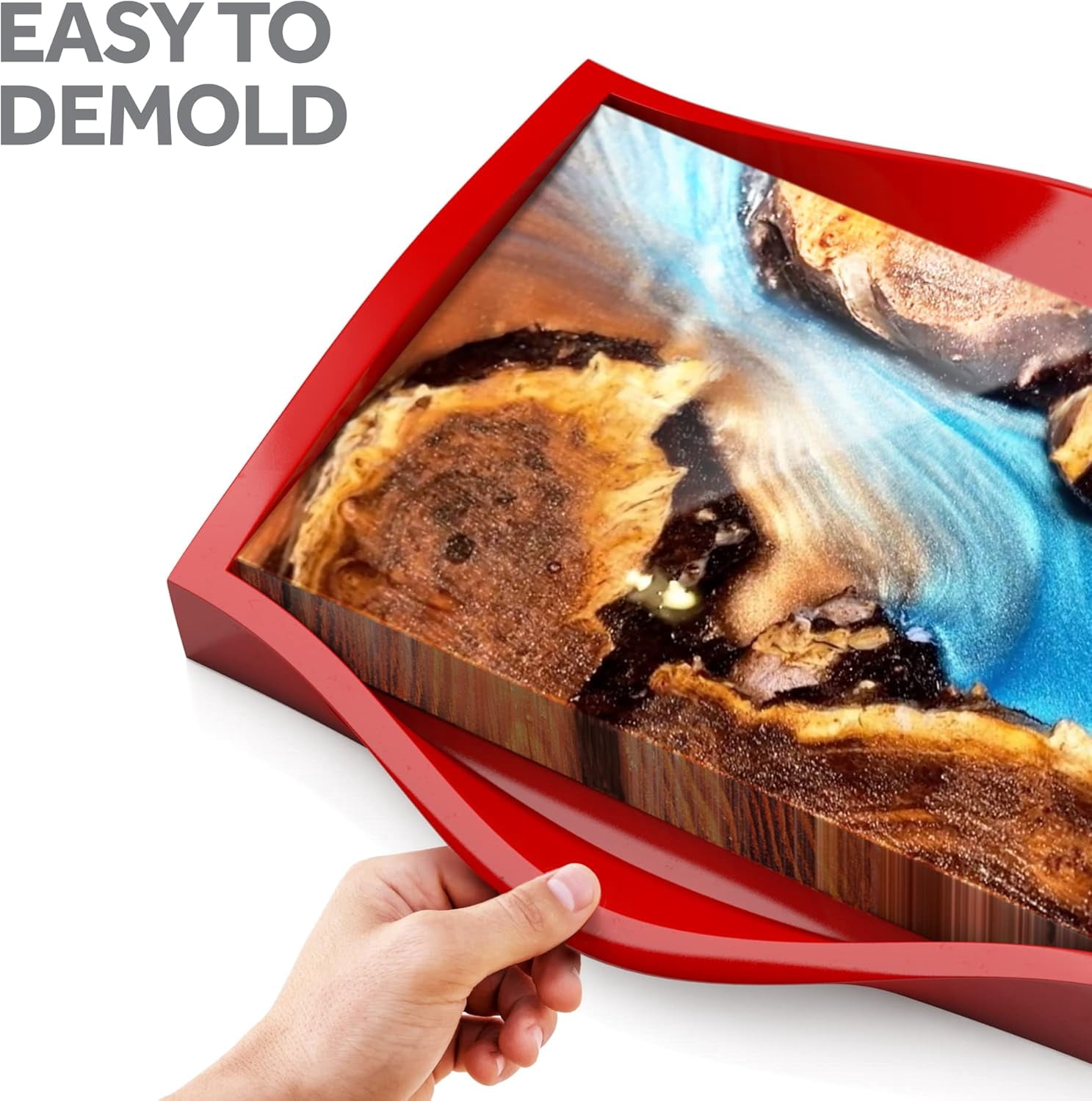Silicone Epoxy Resin Casting Mold (18 x 12 x 2 Inches) - Time-Saving 1 Piece Mold with No Leak Seams, Essential Supplies for Charcuterie Board, Cutting Board, and Serving Tray