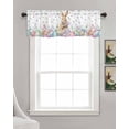 thumbnail image 3 of Easter Bunny Linen Curtain Valance for Bedroom/Bathroom/Kitchen/Office/Living/Dining Room Windows,Botanical Flower Leaves Eggs Simple White Pocket Topper Drapes Decorative Cafe Drapery Panel 54x18, 3 of 6