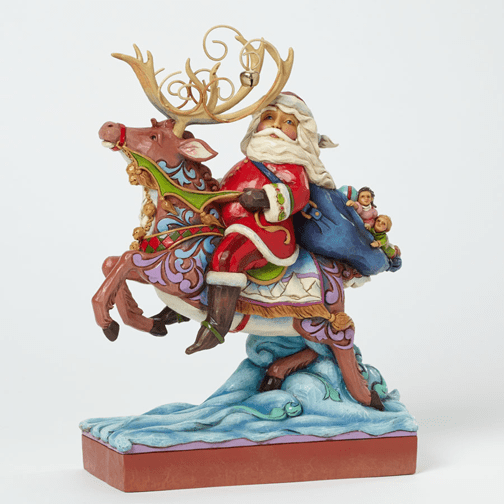 jim shore santa with rotating sleigh and reindeer