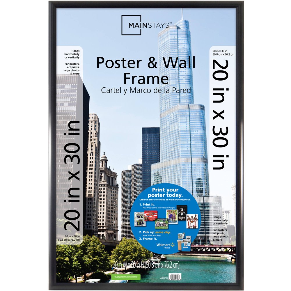 Mainstays 20x30 Rounded Poster and Picture Frame, Matte Black Walmart