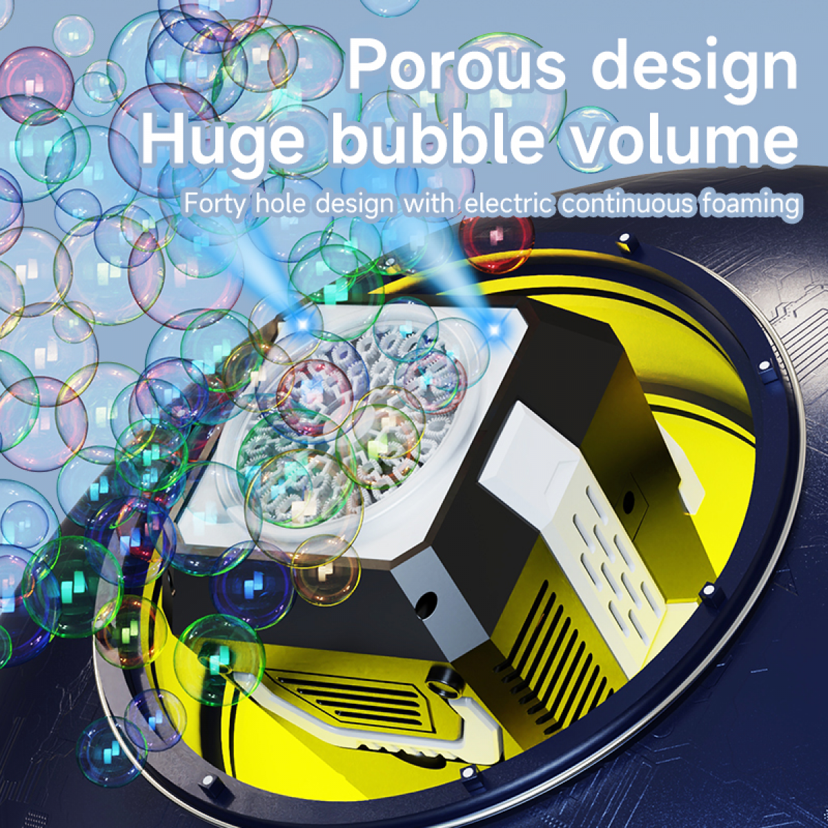 Standing Bubbles Machine for Kids, 40 Hole Automatic Bubble Maker Blowers with Lights for Outdoor Parties Wedding Birthday Gifts(White)