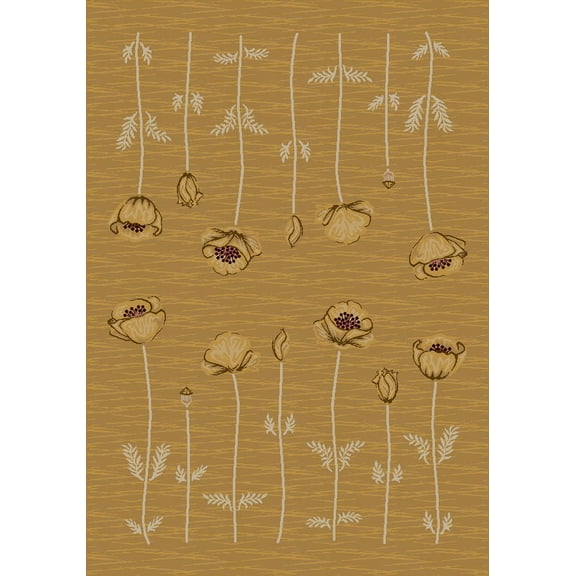 Milliken Innovations Area Rug POPPY MAIZE Poppy Maize Bulbs Vines 7' 8" x 10' 9" Rectangle