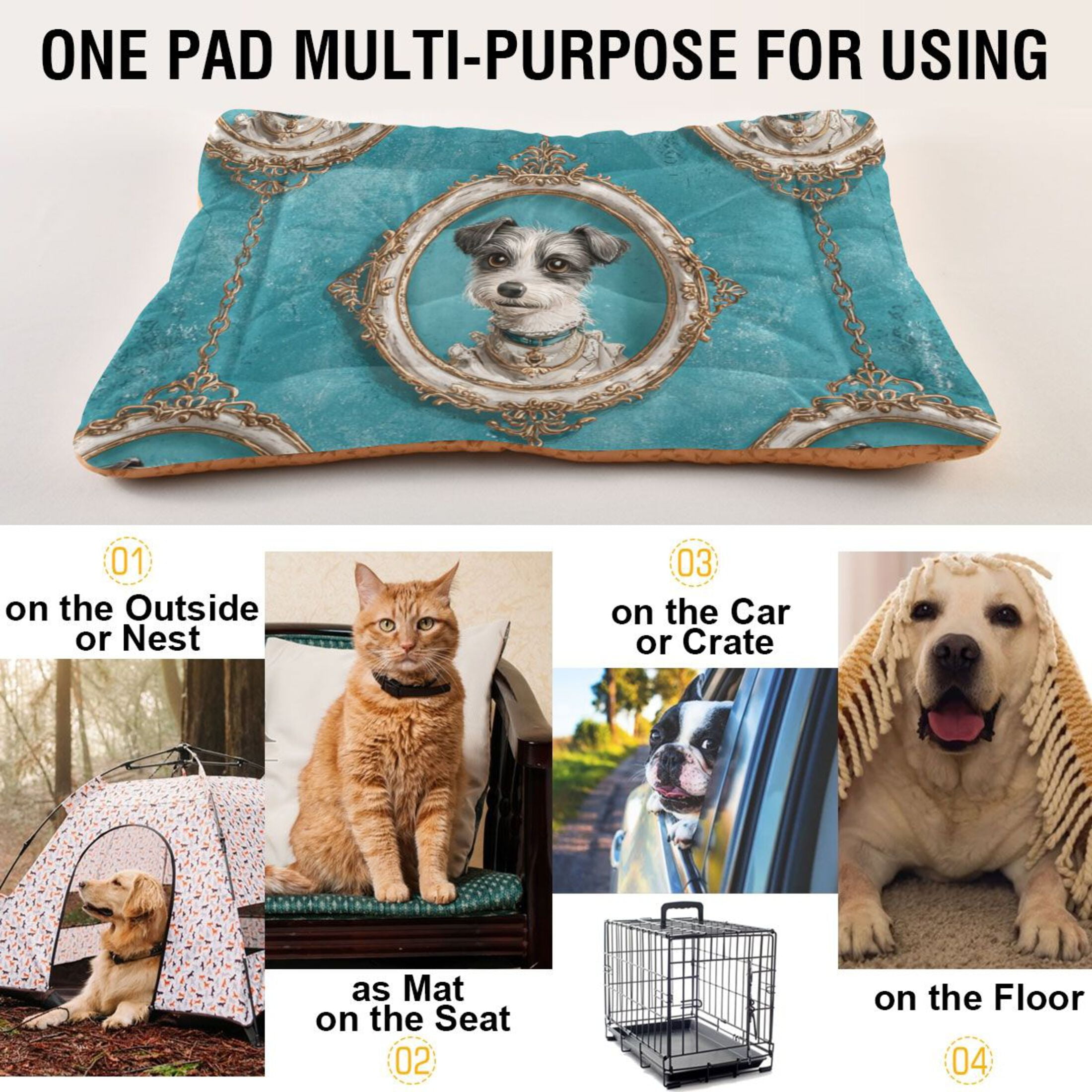 Cozy Mat Pet Bed Indoor Outdoor Warm Soft For Cat Dog Puppy(S/M) Portrait Frames and Gold Chains