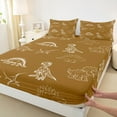 thumbnail image 3 of jejeloiu Dinosaur Dino Wildlife Bed Sheets,Jungle Animals King Sheets,Brown White Sheet Set For Boys Girl,Microfiber Bedroom Decor,4-Piece, 3 of 7