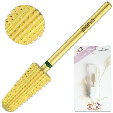 PANA Volcano Nail Carbide Bit - Two Way Rotate use for Both Left and Right Handed use - Fastest remove Acrylic or Gel - For Manicure Drill Machine - 3/32" (Coarse - C, GOLD)