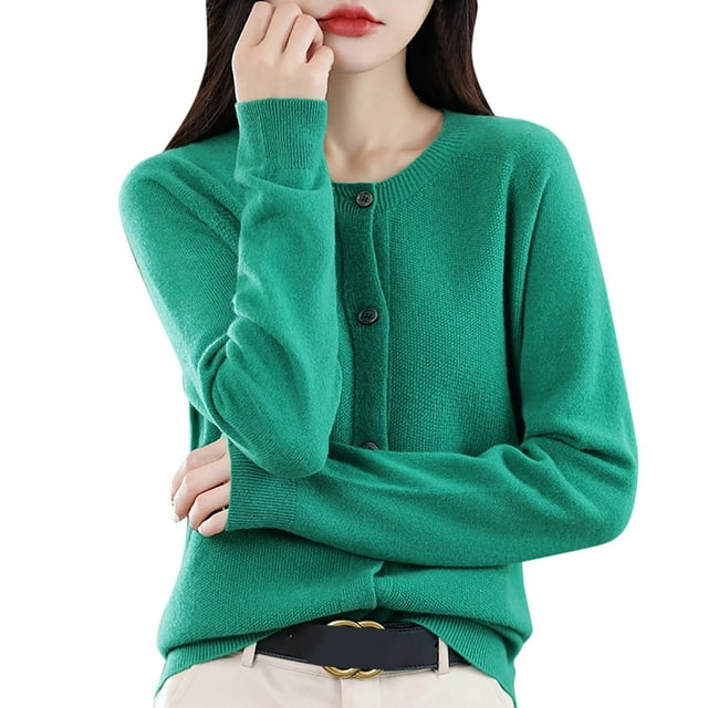 Cardigan pour Femmes Boutons devant Manches Longues Doux Chaud Tricoté Élastique Confortable Décontracté