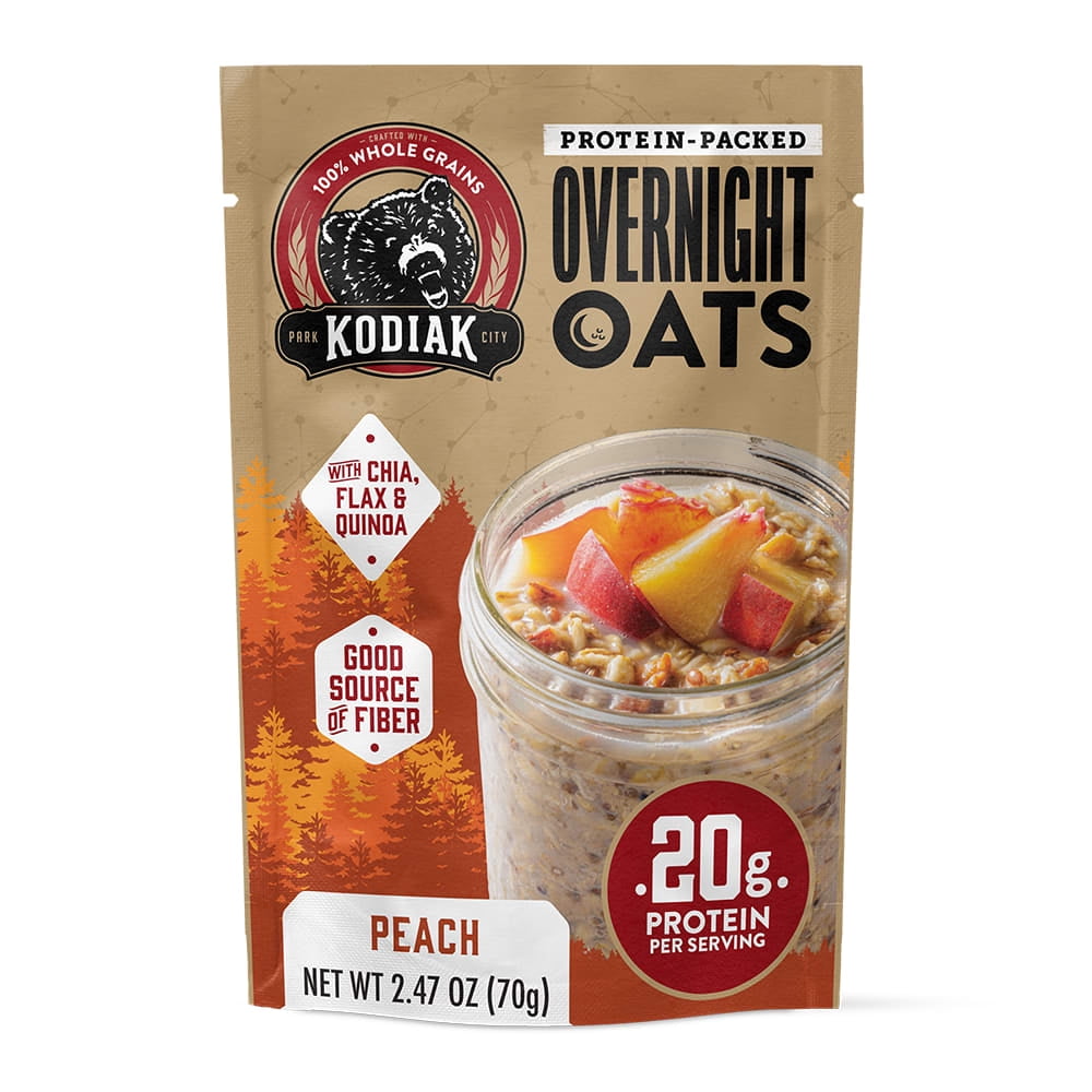 (3 pack) Kodiak Protein-Packed Peach Overnight Oats, 2.47 oz