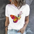 thumbnail image 2 of Pompotops T-Shirts à Col Rond Imprimé Papillon pour Femmes, Manches Courtes, Blouse, 2 of 6