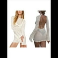 thumbnail image 3 of Vestido de Punto de Larga Sin Espalda para Mujer, con Aberturas en la Espalda y Crochet. L, 3 of 8