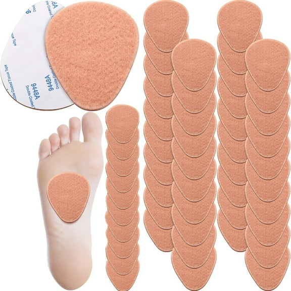 50 Pcs Metatarsal Pads Ball of Foot Cushions 1/4 Inch Thick Metatarsal Felt Pads