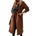 thumbnail image 2 of LANGWYQU Autumn Winter Long Sleeve Women Lapel Solid Jacket Open Front Coat, 2 of 5