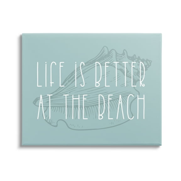 Stupell Industries Better at Beach with Shell Animals & Insects Painting Gallery Wrapped Canvas Art Print Wall Art, 20 x 16