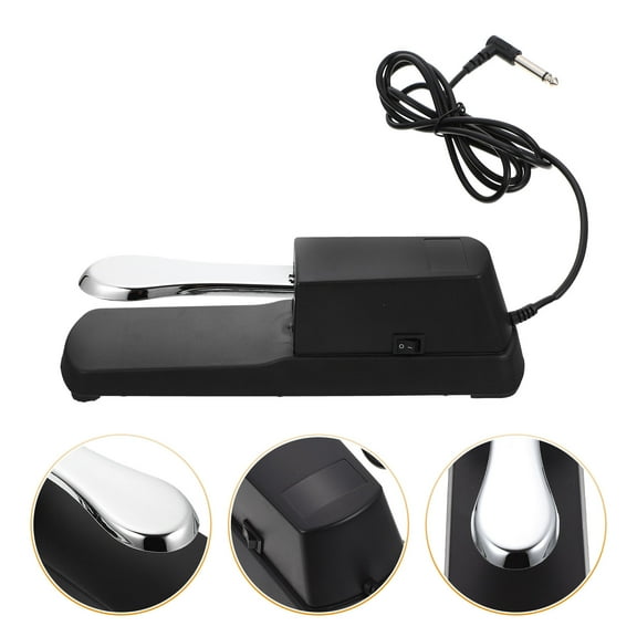 Pretyzoom Compact Plated Silver Sustain Pedal for Electronic Piano Suitable for Keyboard Drum and Synthesizer