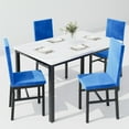 thumbnail image 7 of PAPROOS Dining Table Set for 4, Modern 5-Piece Kitchen Table Set with Faux Marble Top and Velvet Upholstery Chairs, Heavy Duty Dinette Sets for Breakfast Nook, Dining Room Table and Chairs, Blue, 7 of 7